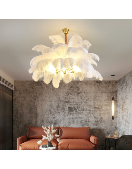 Modern Light Luxury Ostrich Feather Living Room Chandelier
